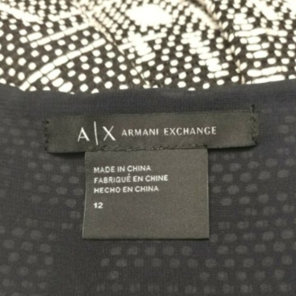 A/X Aramani Exchange Dress 12 Black White Jacquard Woven Box Pleat Fit-&-Flare - Picture 4 of 5